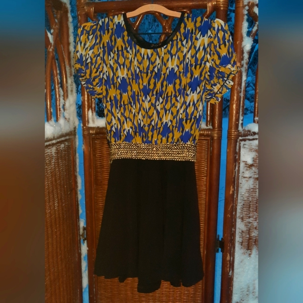 Mini Woman's Jon Black, Blue, Yellow Dress